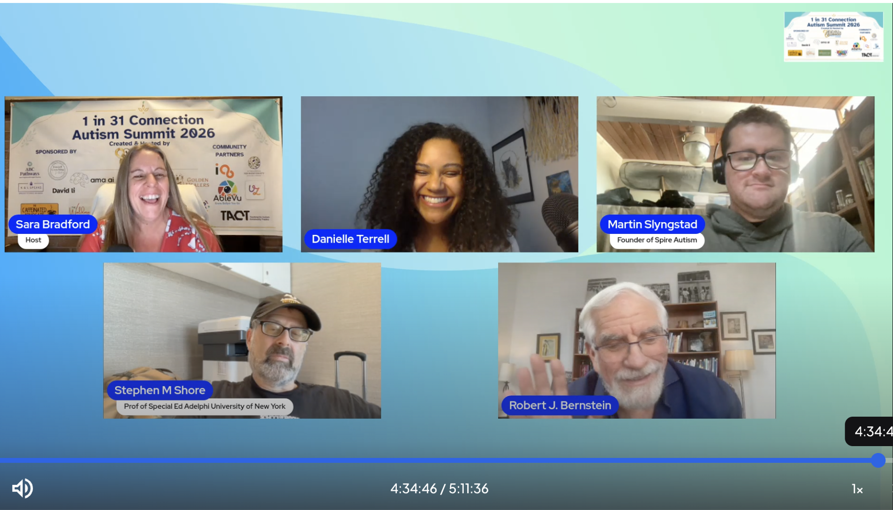 Sara Bradford hosting a virtual 2026 autism summit panel with community speakers